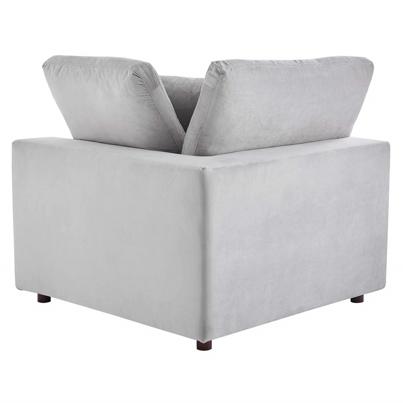Maklaine Down Filled Performance Velvet Corner Chair in Light Gray