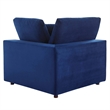 Maklaine Down Filled Performance Velvet Corner Chair in Navy