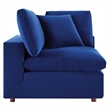 Maklaine Down Filled Performance Velvet Corner Chair in Navy