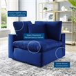 Maklaine Down Filled Performance Velvet Corner Chair in Navy