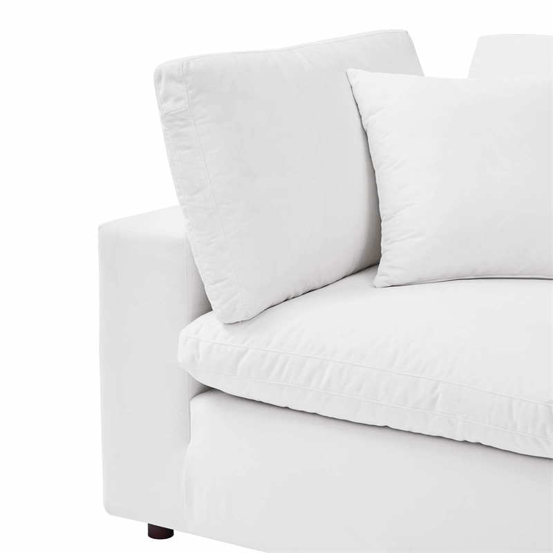 Maklaine Down Filled Performance Velvet Corner Chair in White