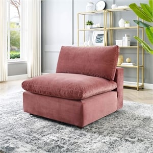 Maklaine Down Filled Performance Velvet Armless Chair in Dusty Rose Pink