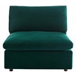 Maklaine Down Filled Overstuffed Performance Velvet Armless Chair in Green
