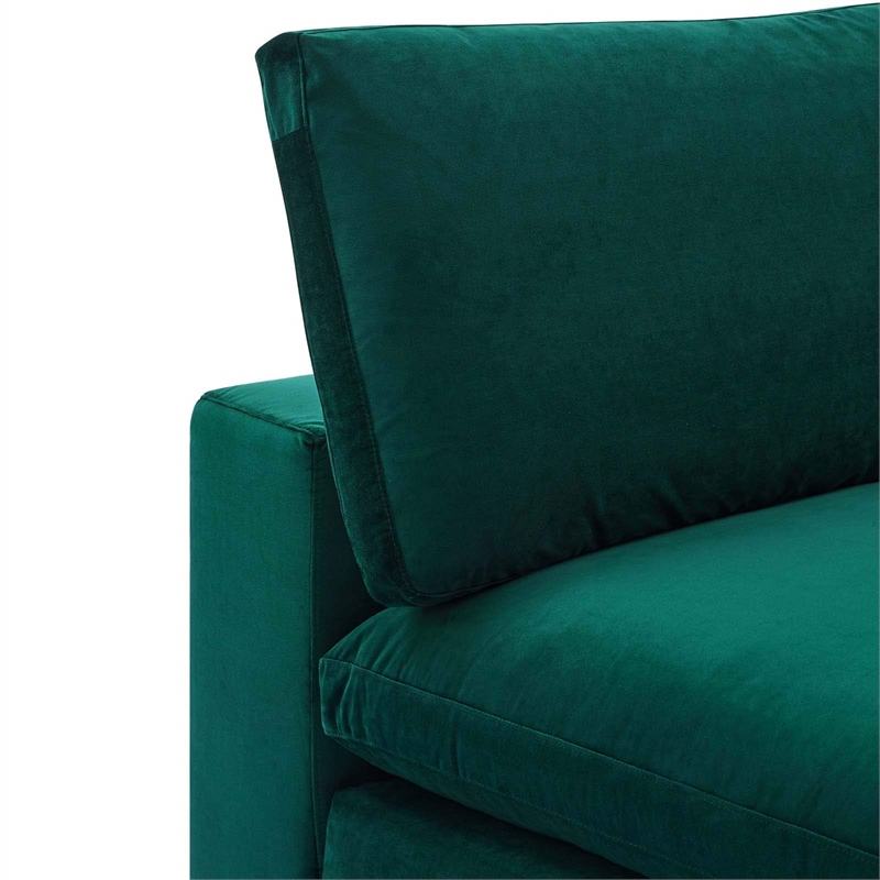 Maklaine Down Filled Overstuffed Performance Velvet Armless Chair in Green