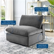 Maklaine Down Filled Overstuffed Performance Velvet Armless Chair in Gray
