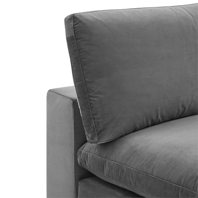 Maklaine Down Filled Overstuffed Performance Velvet Armless Chair in Gray
