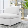 Maklaine Down Filled Overstuffed Performance Velvet Armless Chair in White