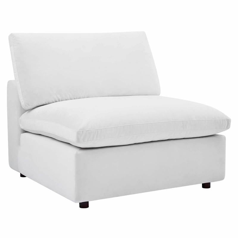 Maklaine Down Filled Overstuffed Performance Velvet Armless Chair in White