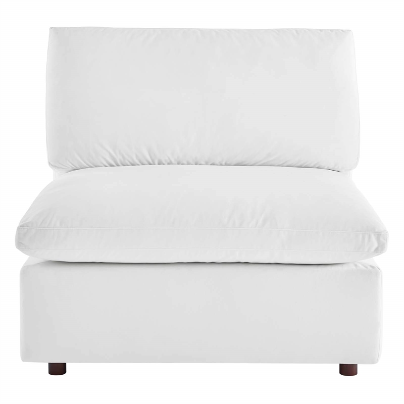 Maklaine Down Filled Overstuffed Performance Velvet Armless Chair in White
