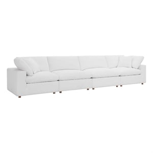 Maklaine 4-Piece Down Filled Fabric Sectional Sofa Set in Pure White