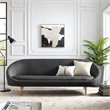 Maklaine Vertical Curve Back Performance Velvet Sofa in Gray/Gold