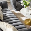 Maklaine Vertical Channel Tufted Performance Velvet Sofa in Gray