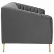 Maklaine Vertical Channel Tufted Performance Velvet Sofa in Gray