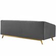 Maklaine Vertical Channel Tufted Performance Velvet Sofa in Gray