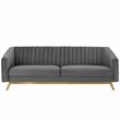 Maklaine Vertical Channel Tufted Performance Velvet Sofa in Gray