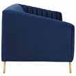 Maklaine Vertical Channel Tufted Performance Velvet Sofa in Navy
