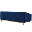 Maklaine Vertical Channel Tufted Performance Velvet Sofa in Navy