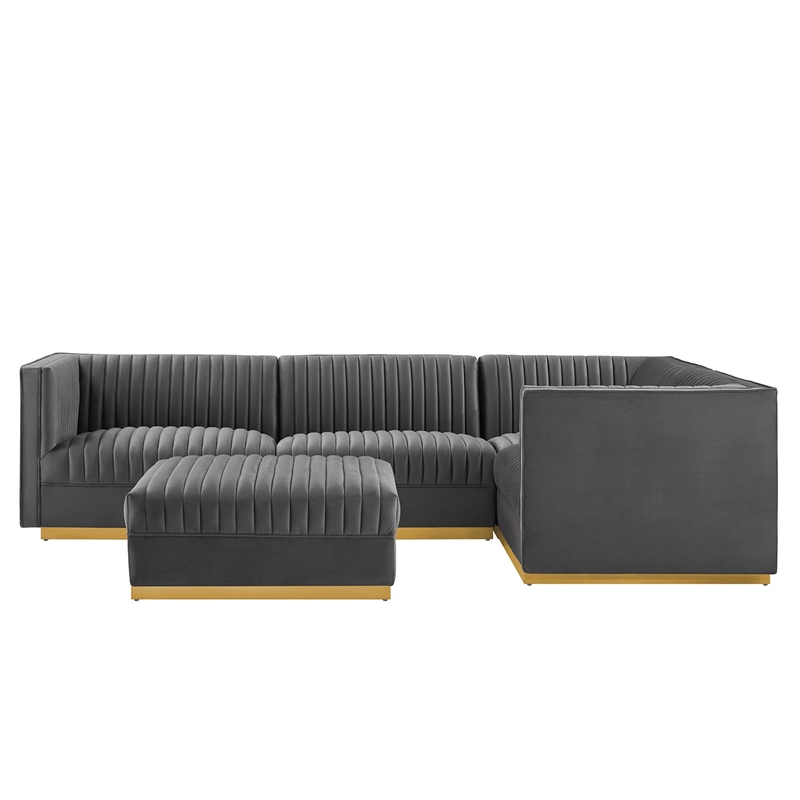 Maklaine 5-Piece Right-Facing Modular Sectional Sofa in Gray