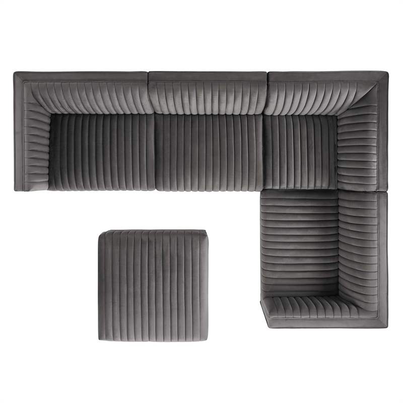 Maklaine 5-Piece Right-Facing Modular Sectional Sofa in Gray