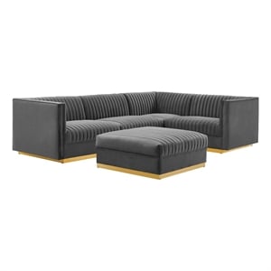 Maklaine 5-Piece Right-Facing Modular Sectional Sofa in Gray