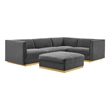 Maklaine 5-Piece Right-Facing Modular Sectional Sofa in Gray