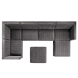 Maklaine 7-Piece Velvet Left-Facing Modular Sectional Sofa in Gray