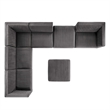 Maklaine 7-Piece Velvet Left-Facing Modular Sectional Sofa in Gray