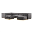 Maklaine 7-Piece Velvet Left-Facing Modular Sectional Sofa in Gray