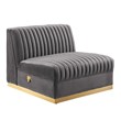 Maklaine 5-Piece Velvet Left-Facing Modular Sectional Sofa in Gray