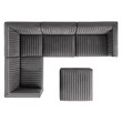 Maklaine 5-Piece Velvet Left-Facing Modular Sectional Sofa in Gray