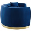 Maklaine Curved Performance Velvet Stainless Steel Sofa in Navy