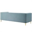 Maklaine Channel Tufted Performance Velvet Sofa in Light Blue
