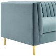 Maklaine Channel Tufted Performance Velvet Sofa in Light Blue