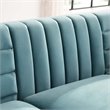 Maklaine Channel Tufted Performance Velvet Sofa in Light Blue
