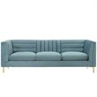 Maklaine Channel Tufted Performance Velvet Sofa in Light Blue