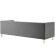Maklaine Tufted Button Performance Velvet Stainless Steel Sofa in Gray