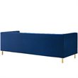 Maklaine Tufted Button Performance Velvet Stainless Steel Sofa in Navy