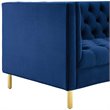 Maklaine Tufted Button Performance Velvet Stainless Steel Sofa in Navy