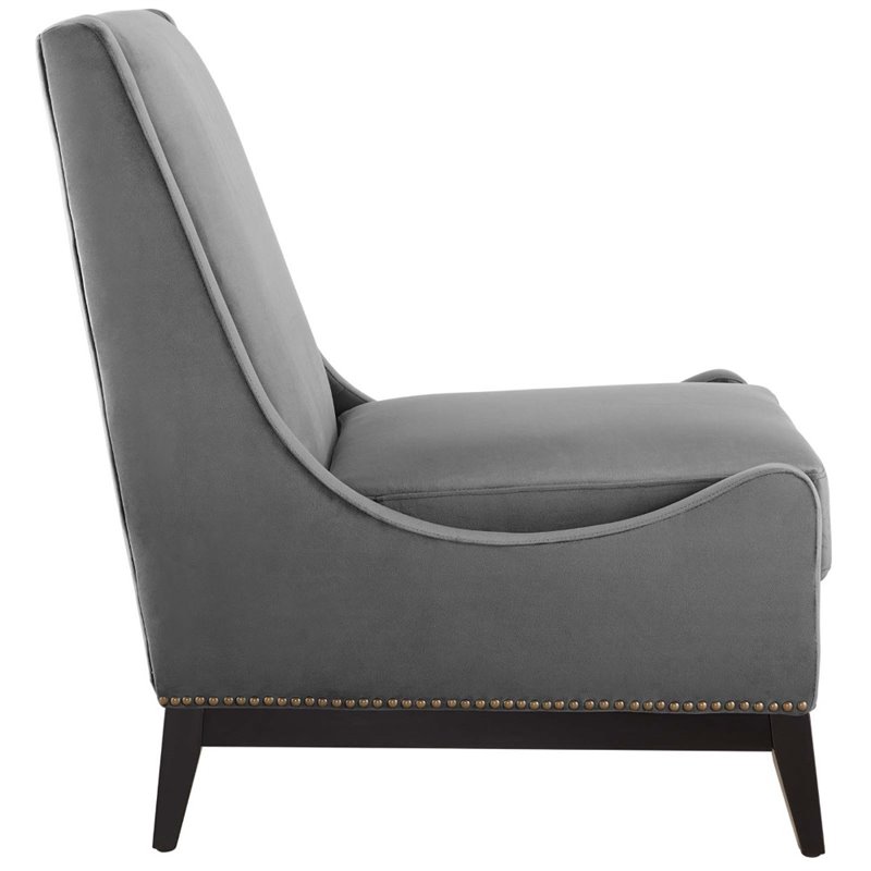 Maklaine Upholstered Performance Velvet Lounge Chair in Gray