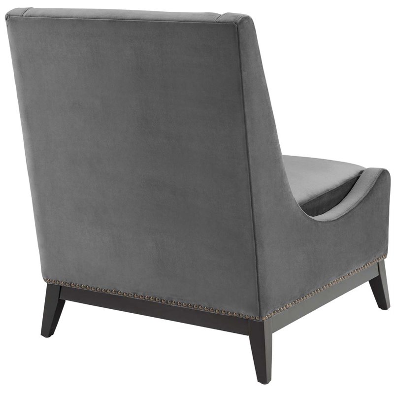 Maklaine Upholstered Performance Velvet Lounge Chair in Gray