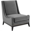 Maklaine Upholstered Performance Velvet Lounge Chair in Gray