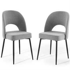 Maklaine 19&quot Fabric Dining Side Chair in Black and Light Gray (Set of 2)