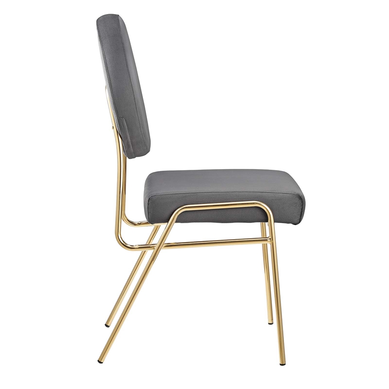 Maklaine Contemporary Performance Velvet Dining Side Chair in Gold Gray