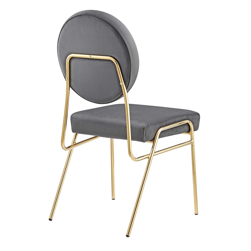 Maklaine Contemporary Performance Velvet Dining Side Chair in Gold Gray