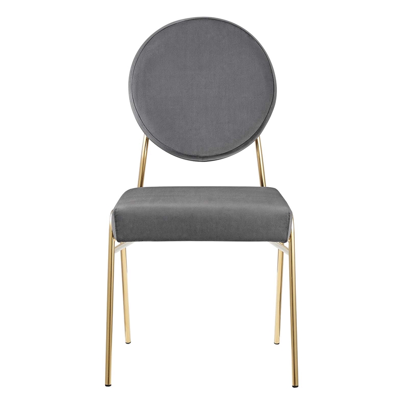Maklaine Contemporary Performance Velvet Dining Side Chair in Gold Gray