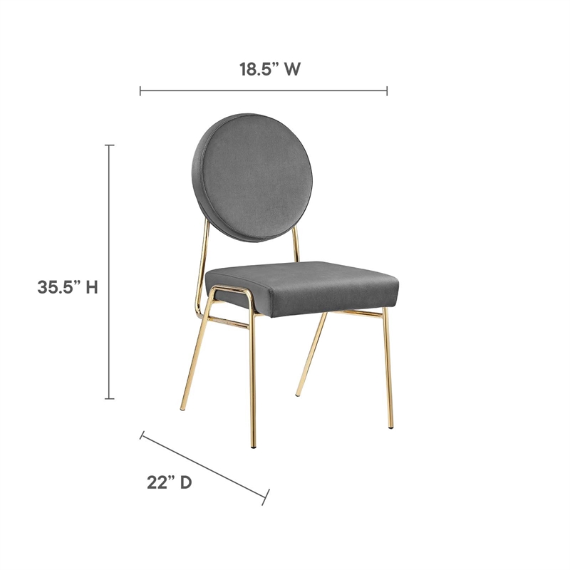 Maklaine Contemporary Performance Velvet Dining Side Chair in Gold Gray