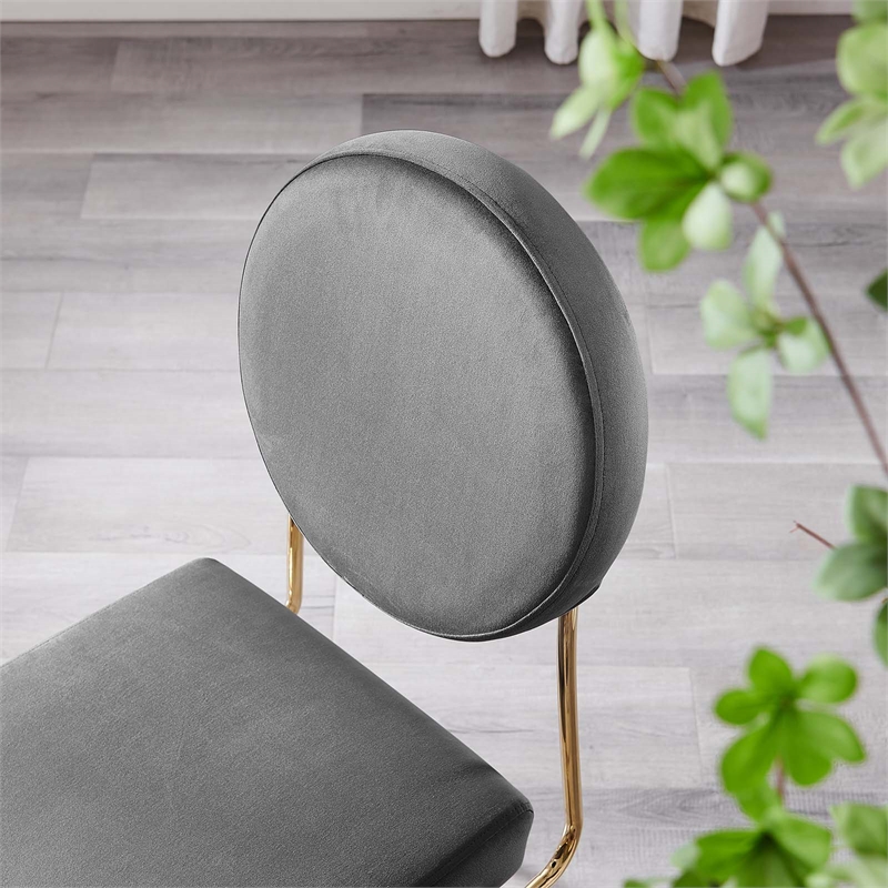 Maklaine Contemporary Performance Velvet Dining Side Chair in Gold Gray
