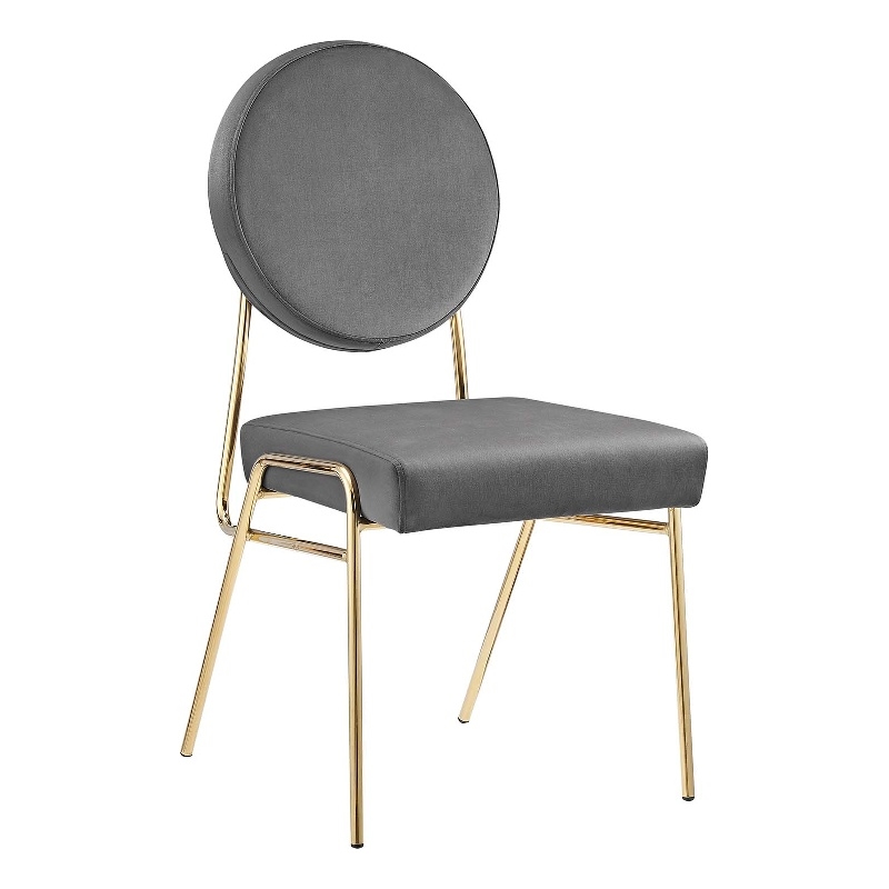 Maklaine Contemporary Performance Velvet Dining Side Chair in Gold Gray