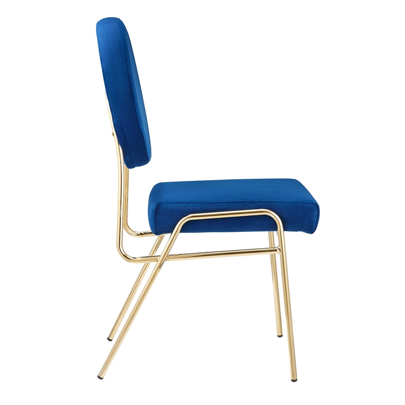 Maklaine Contemporary Performance Velvet Dining Side Chair in Gold Navy