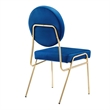 Maklaine Contemporary Performance Velvet Dining Side Chair in Gold Navy